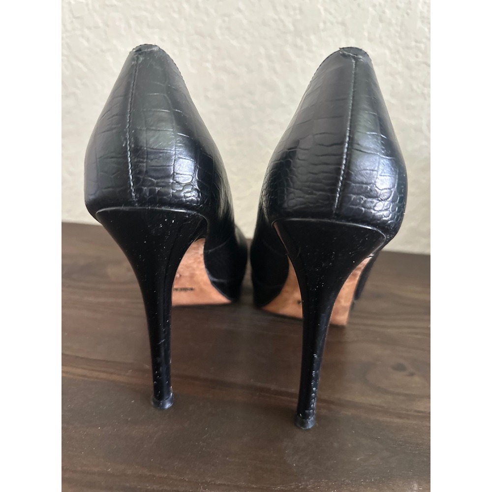 Cole Haan Platform Pumps Women 8.5 Black Croc Embossed Leather Stiletto Heels - Picture 6 of 13